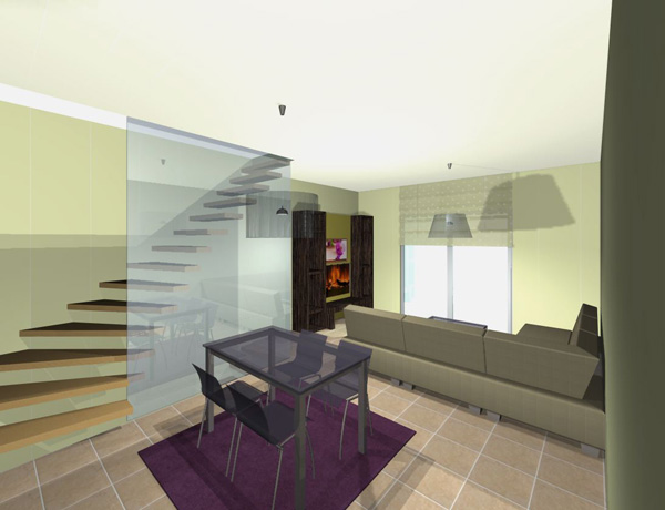 Μικρή τραπεζαρία στο κέντρο του χώρου από διαφανή υλικά Μικρή τραπεζαρία στο κέντρο του χώρου από διαφανή υλικά